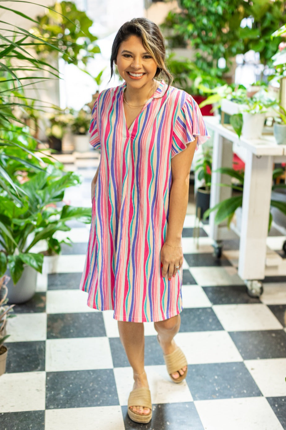 The Nicole Dress, Abstract Stripe