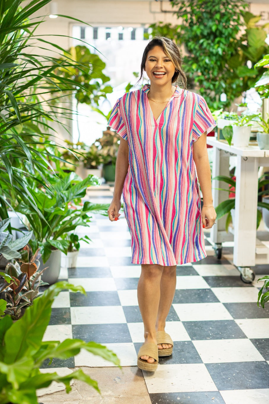 The Nicole Dress, Abstract Stripe