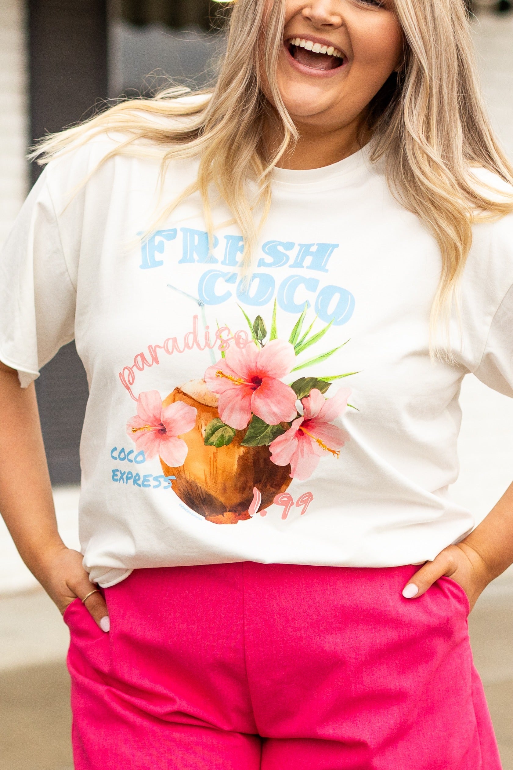 Fresh Coco on White Tee Shirt