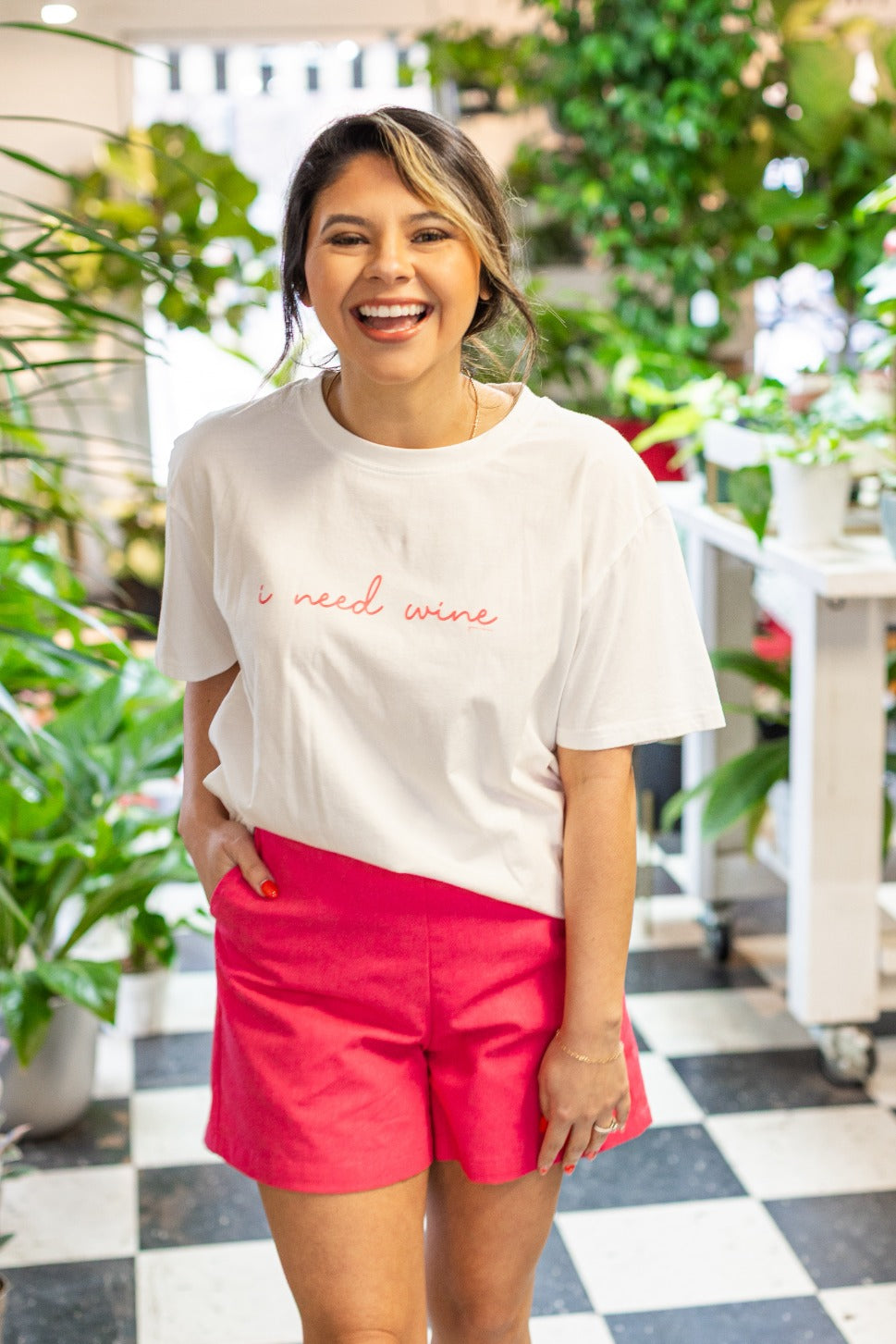 I Need Wine On White True Fit Tee