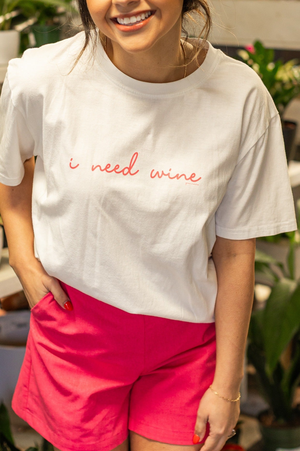 I Need Wine On White True Fit Tee