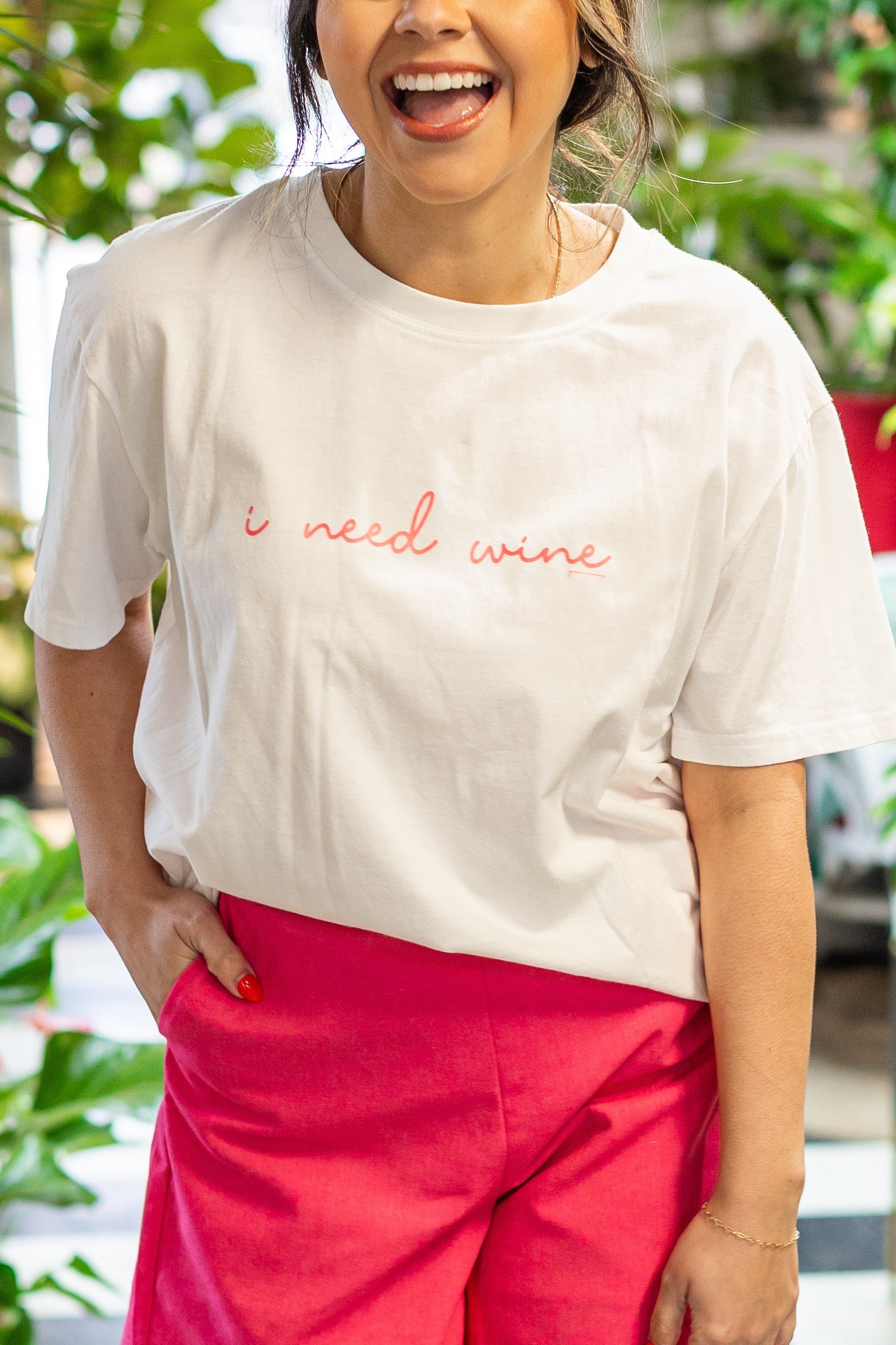 I Need Wine On White True Fit Tee