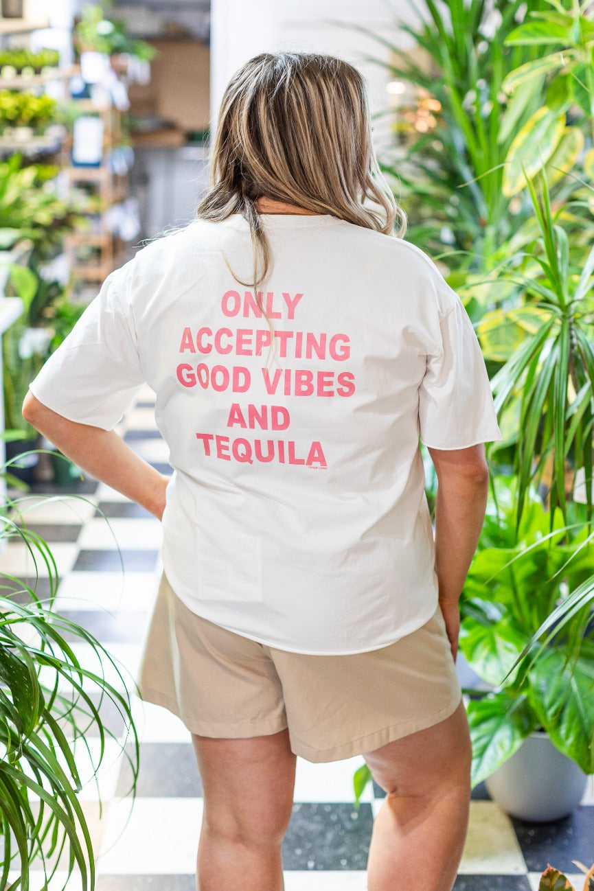 Good Vibes On White Relaxed Fit Tee