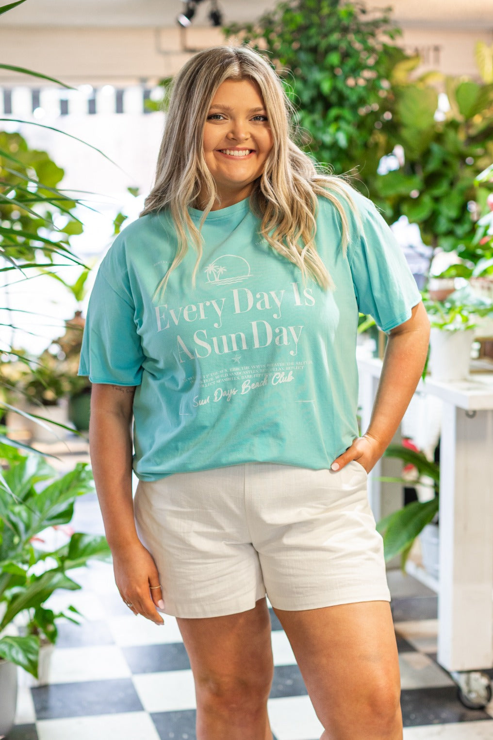 Every Day Is Sun Day On Turquoise Relaxed Fit Tee