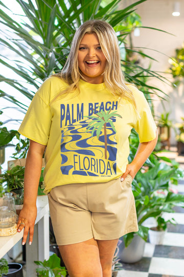 Palm Beach Florida on Yellow Crewneck Tee