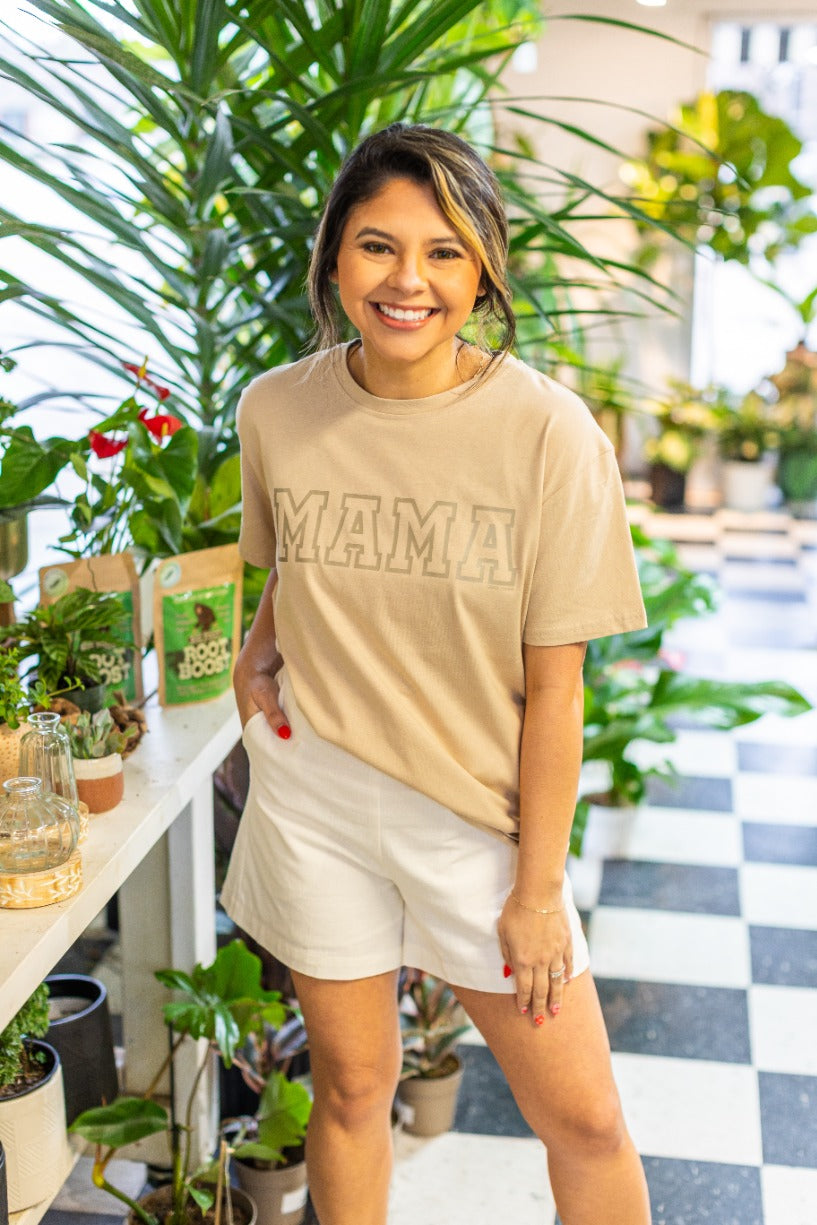 MAMA on Beige Tee Shirt
