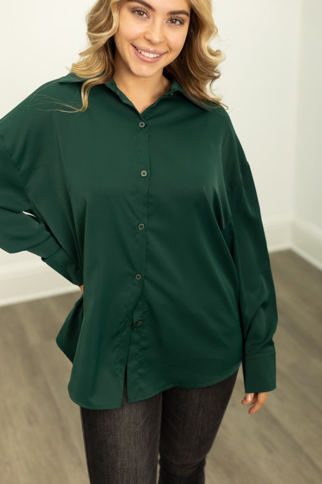 The Kathryn Button-Up, Forest Green