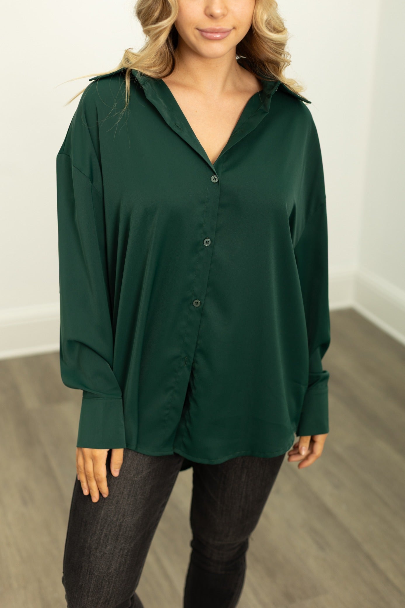 The Kathryn Button-Up, Forest Green