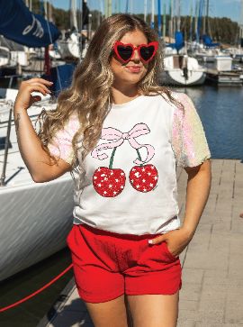 America Cherry's on Princess Top, White