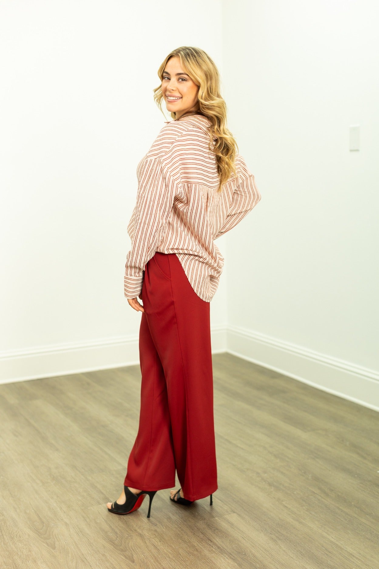 Pleat-Front Trousers, Maroon