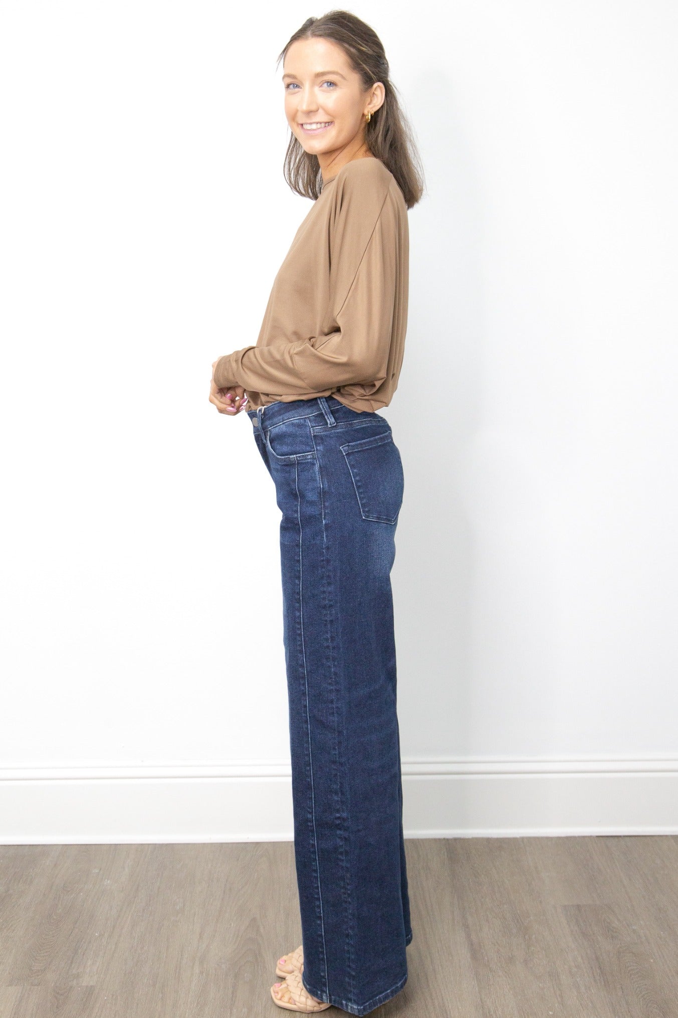 Wide Leg Jeans, Dark Wash