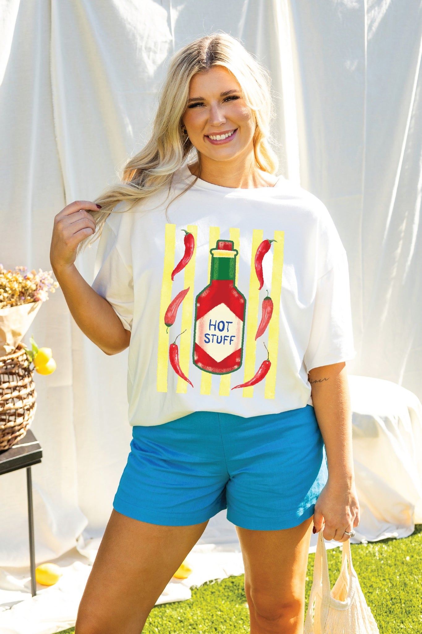 Hot Stuff on White Tee Shirt