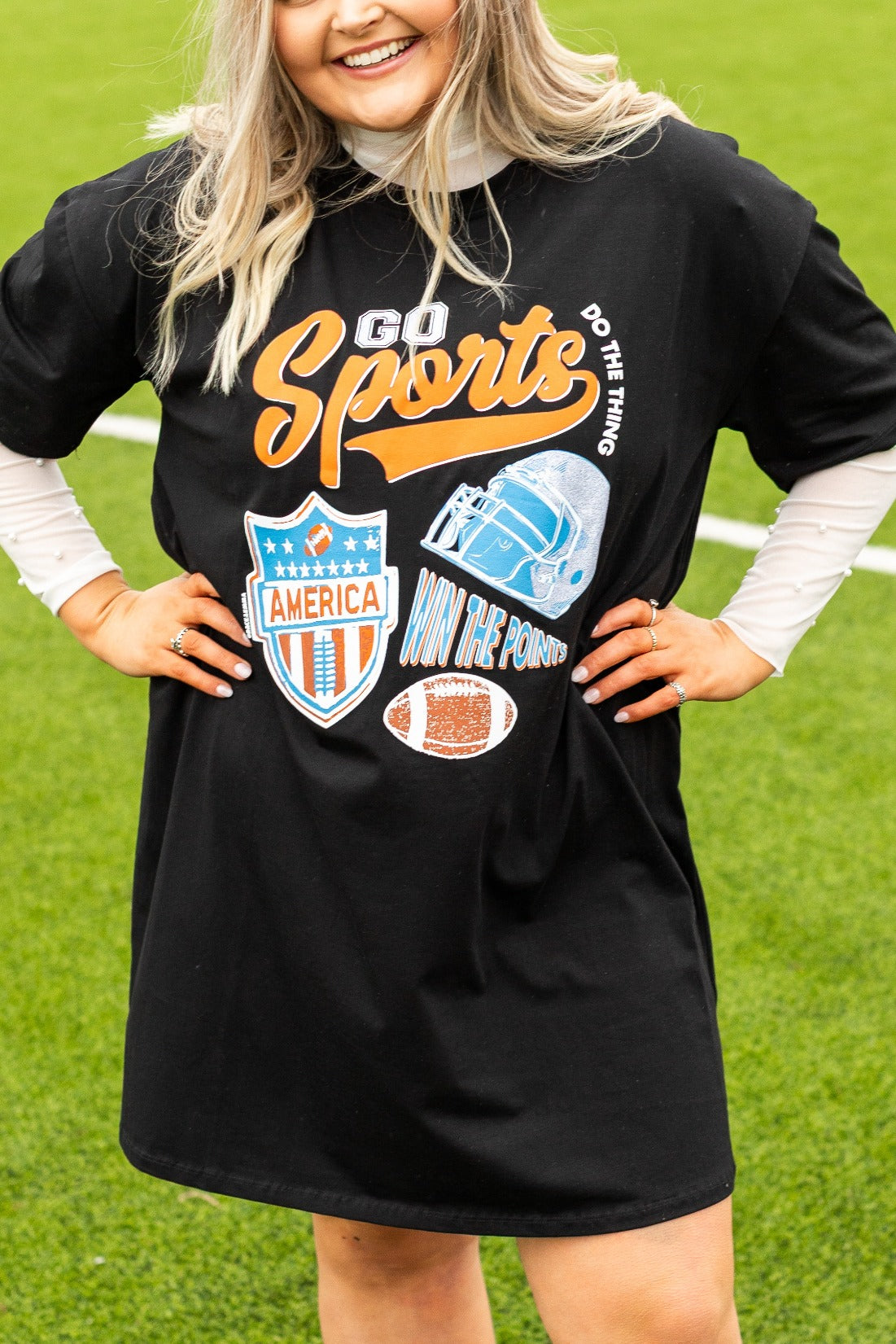Go Sports Glitter On Black T-Shirt Dress