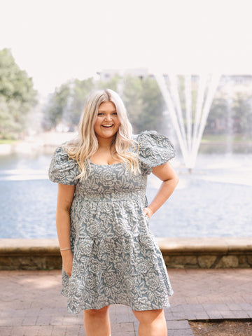 Dolly Doll Jacquard Dress, Blue