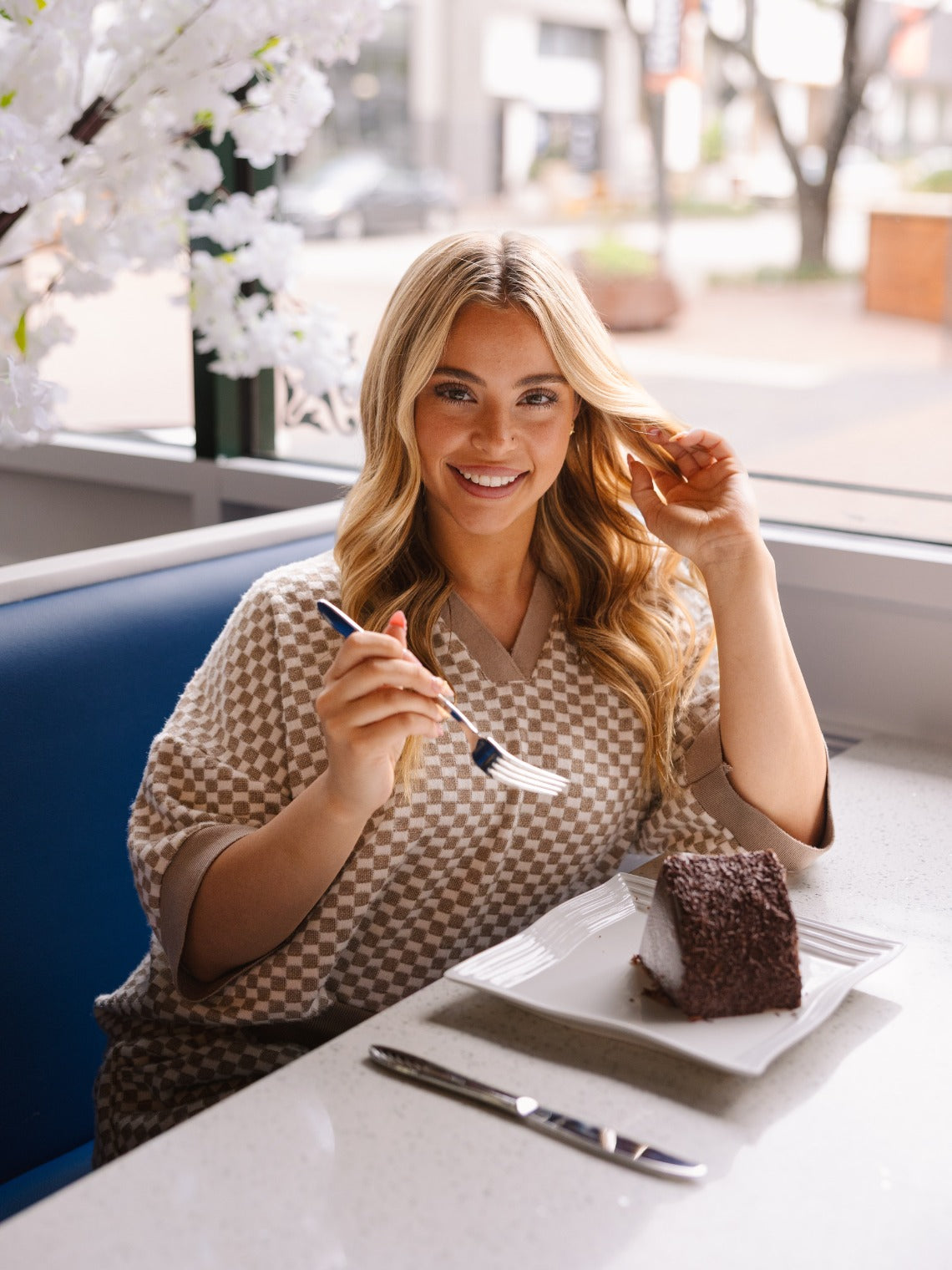 Checkerboard Knit Shorts, Beige