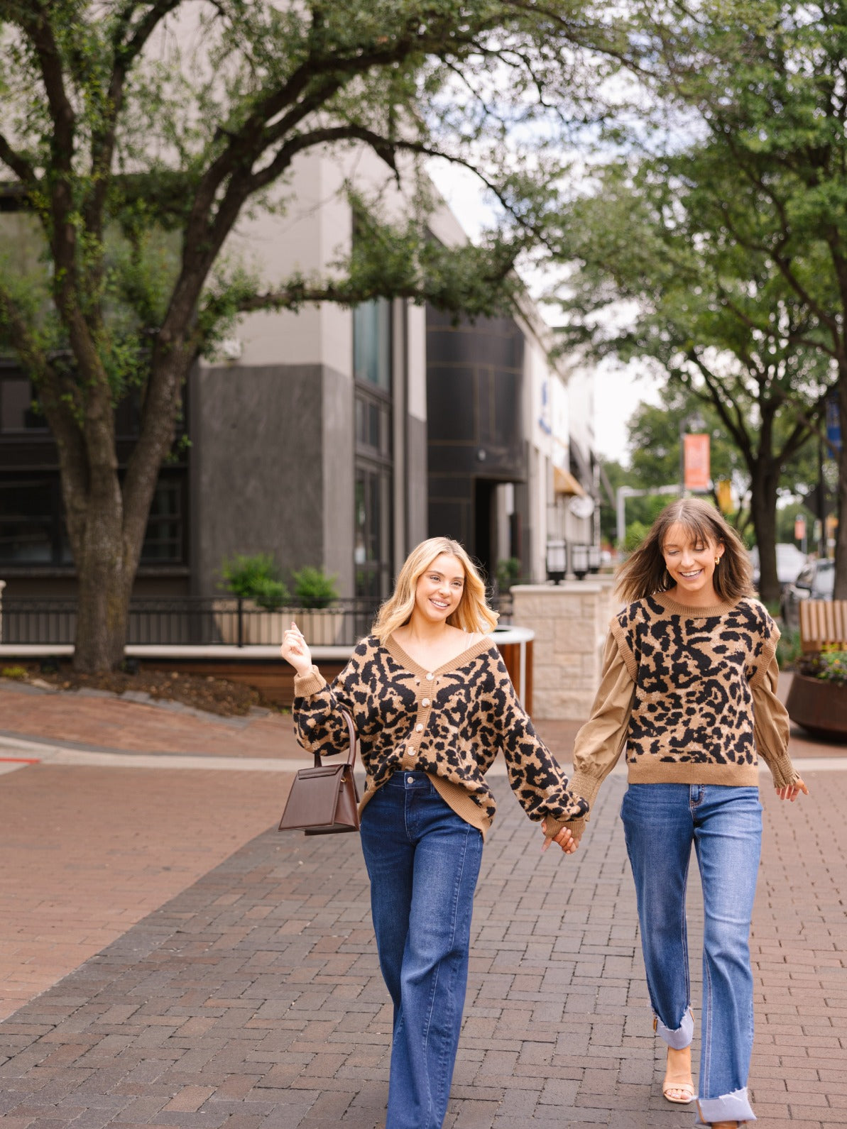 Leopard Sweater Vest with Tan Sleeves