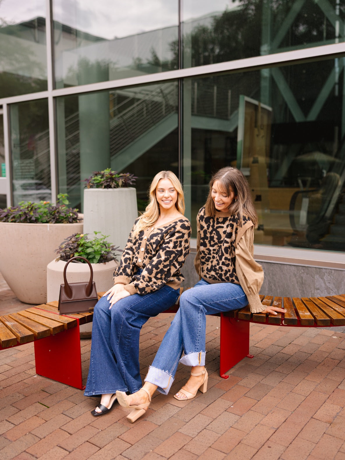 Leopard Sweater Vest with Tan Sleeves