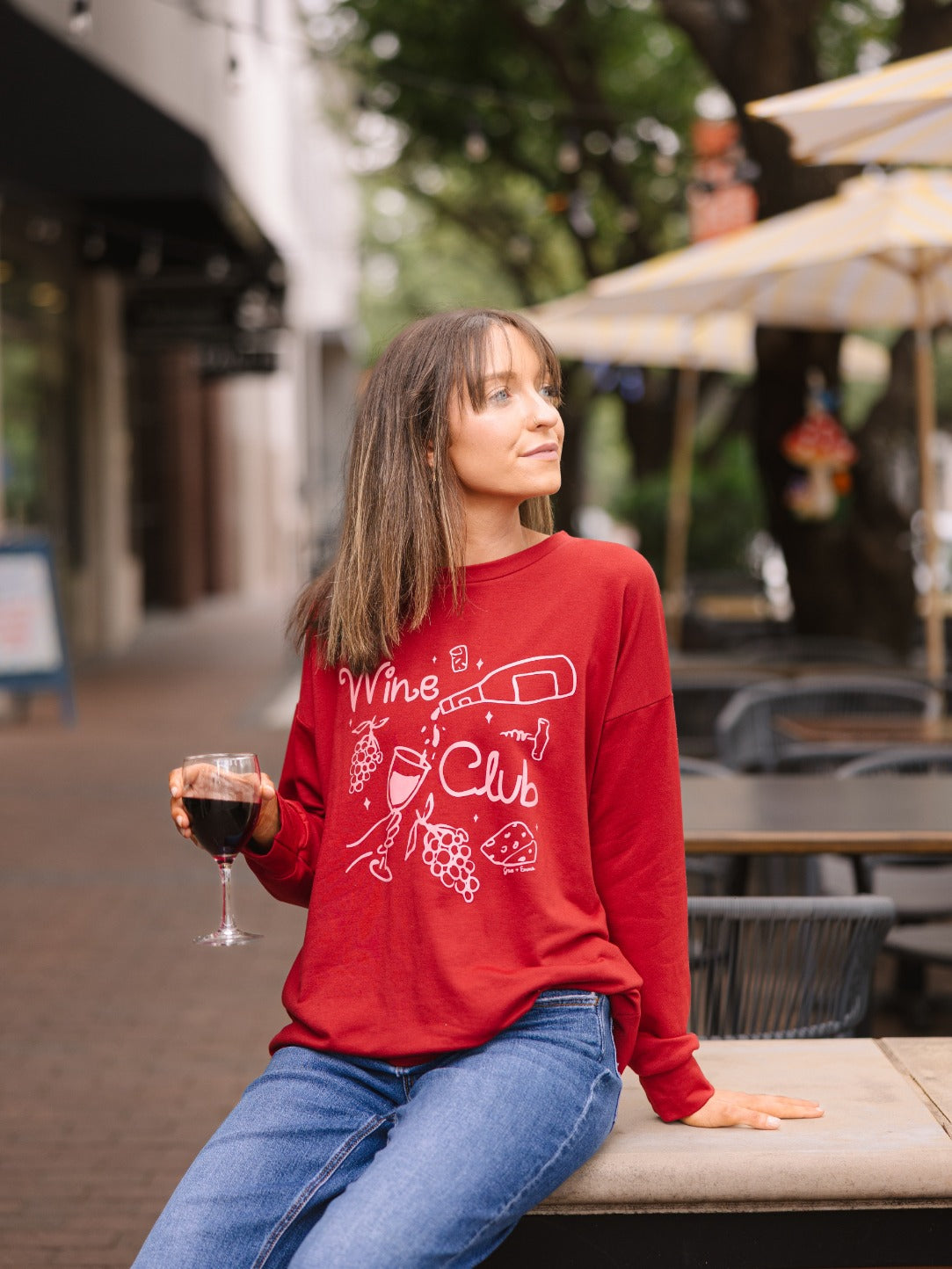Wine Club on Light Weight Sweatshirt, Maroon