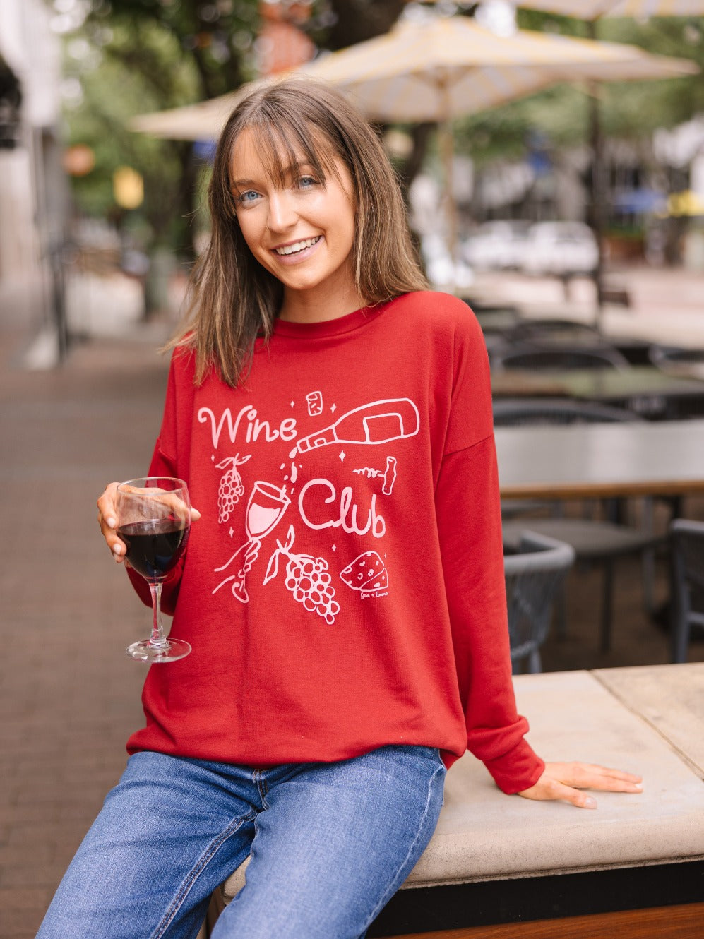 Wine Club on Light Weight Sweatshirt, Maroon
