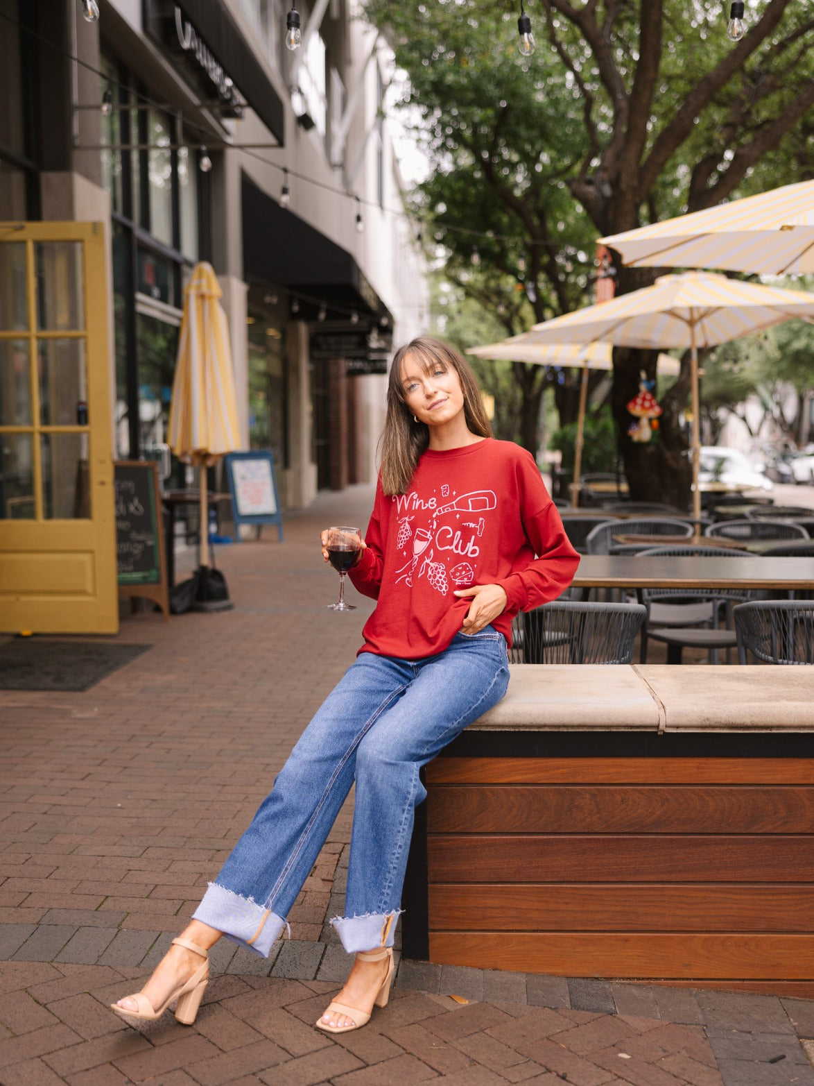 Wine Club on Light Weight Sweatshirt, Maroon