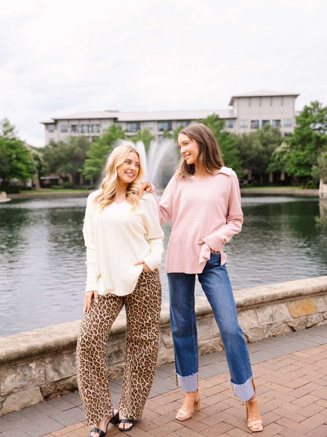 Waffle Knit Top, Pink