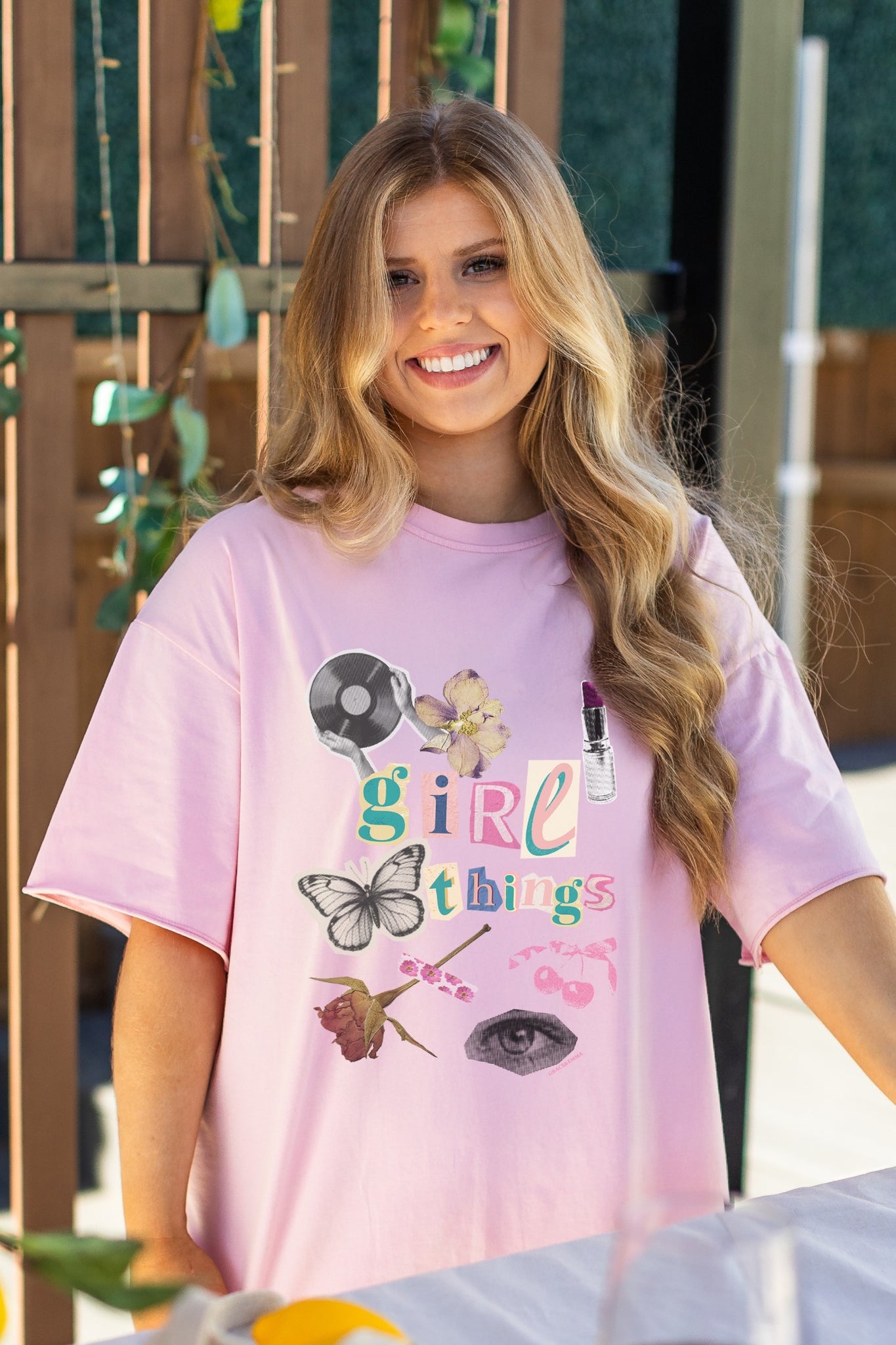 Girl Things on Pink Tee Shirt