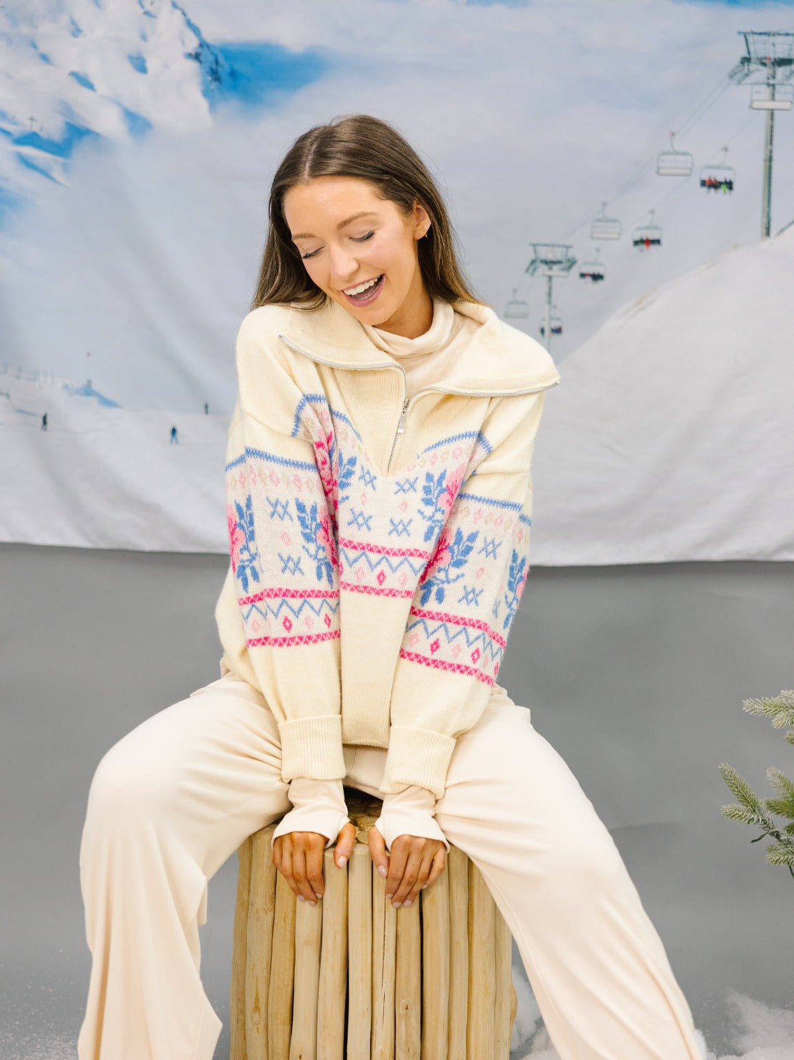 Ivory Pullover with Floral Details