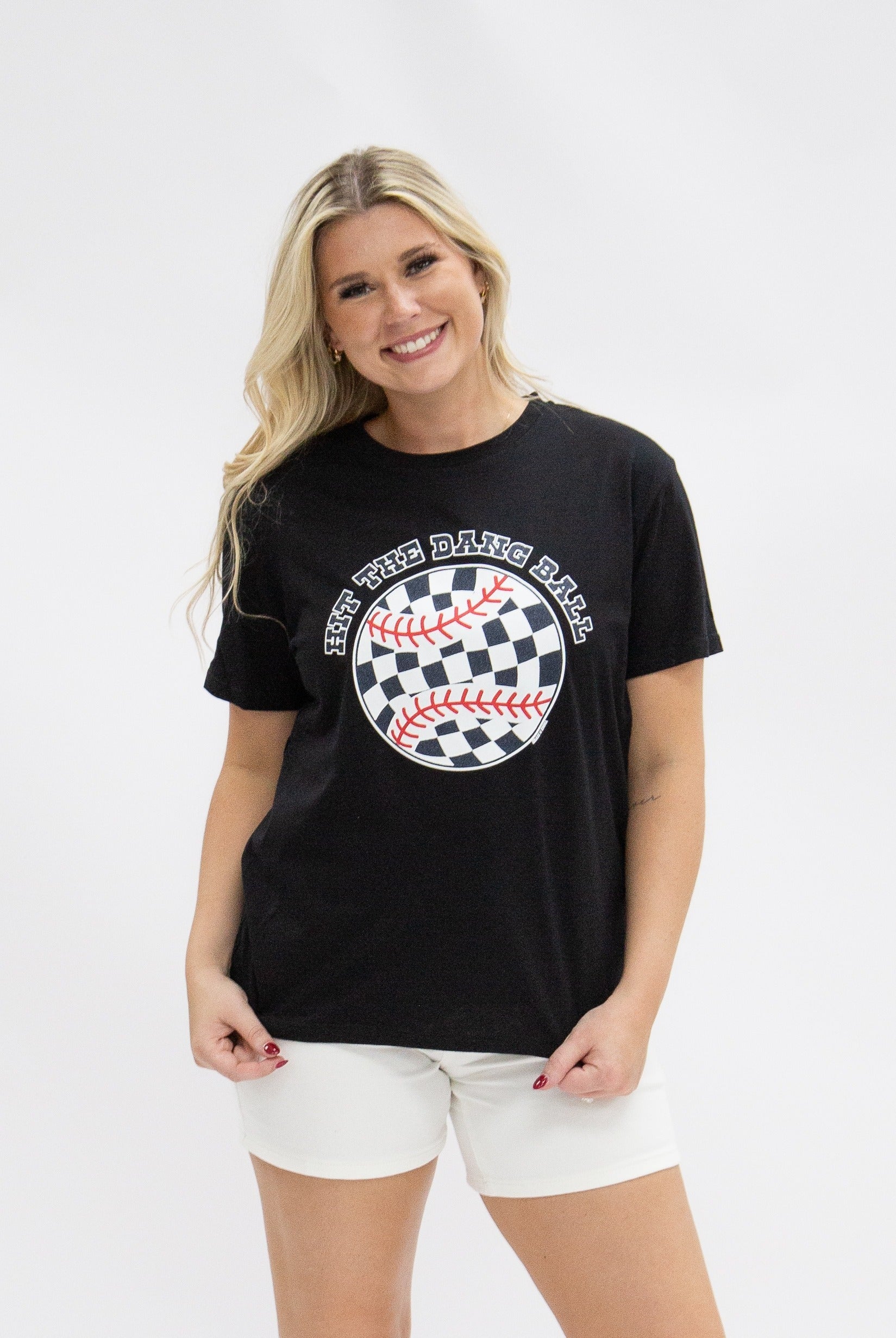 Hit the Dang Ball on Black Tee Shirt Blank