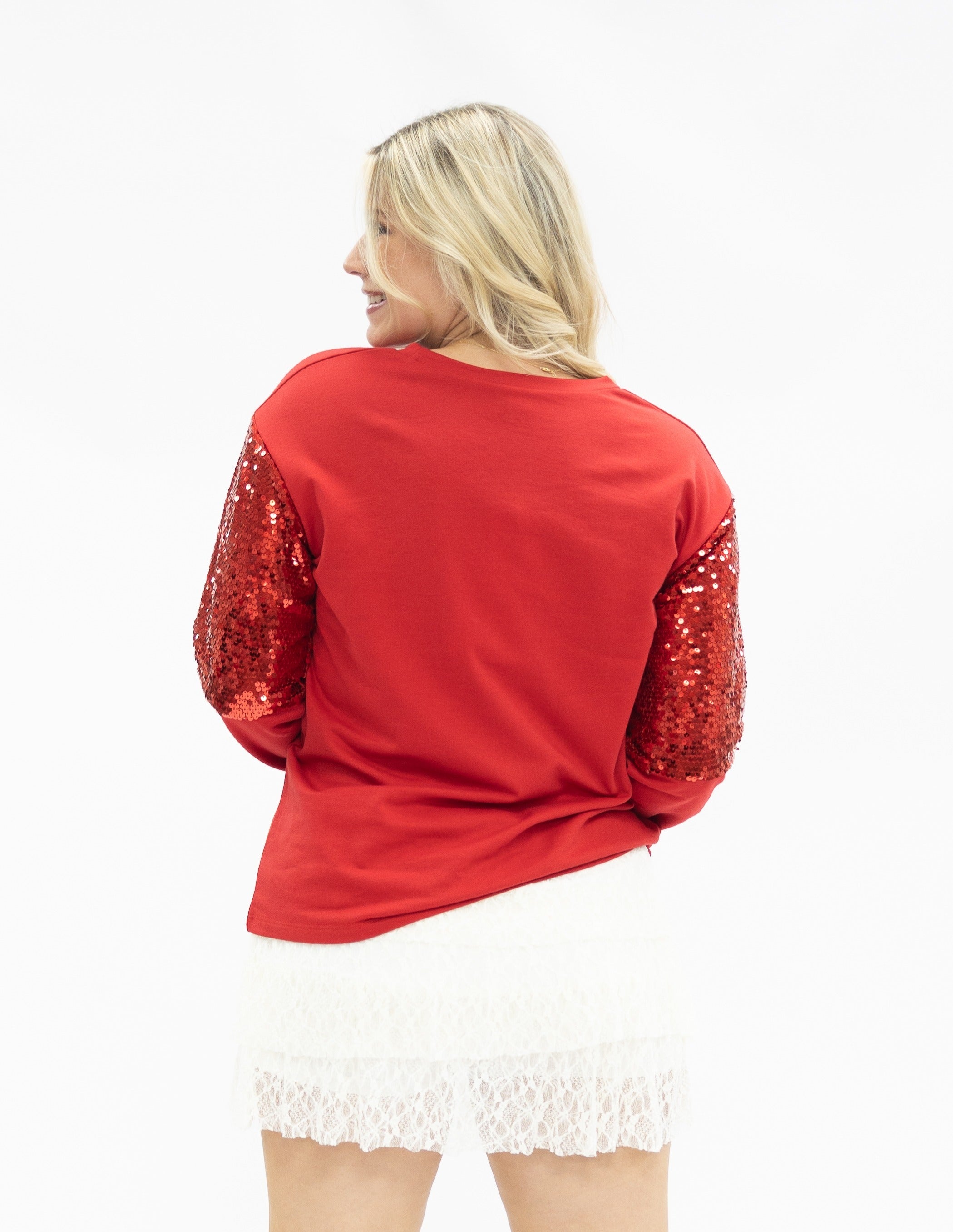 Valentine's Cocktail on Light Weight Sequins Sweatshirt, Red