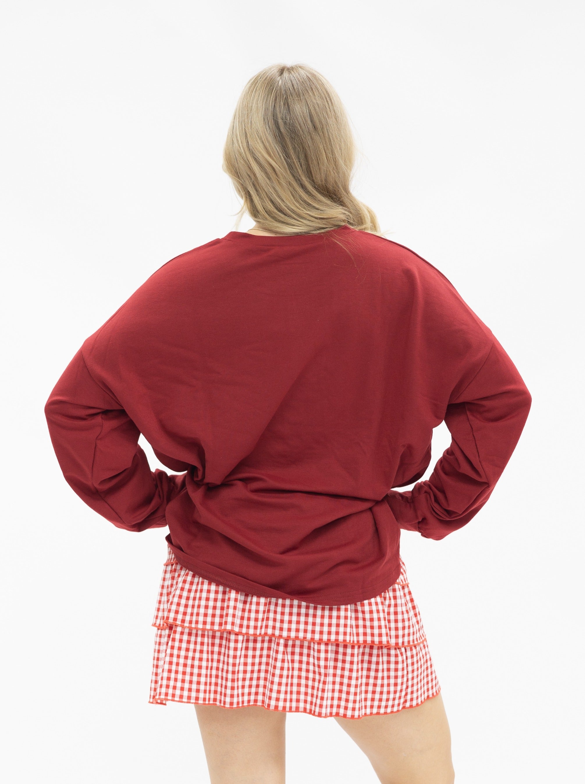 XOXO on Light Weight Sweatshirt, Maroon