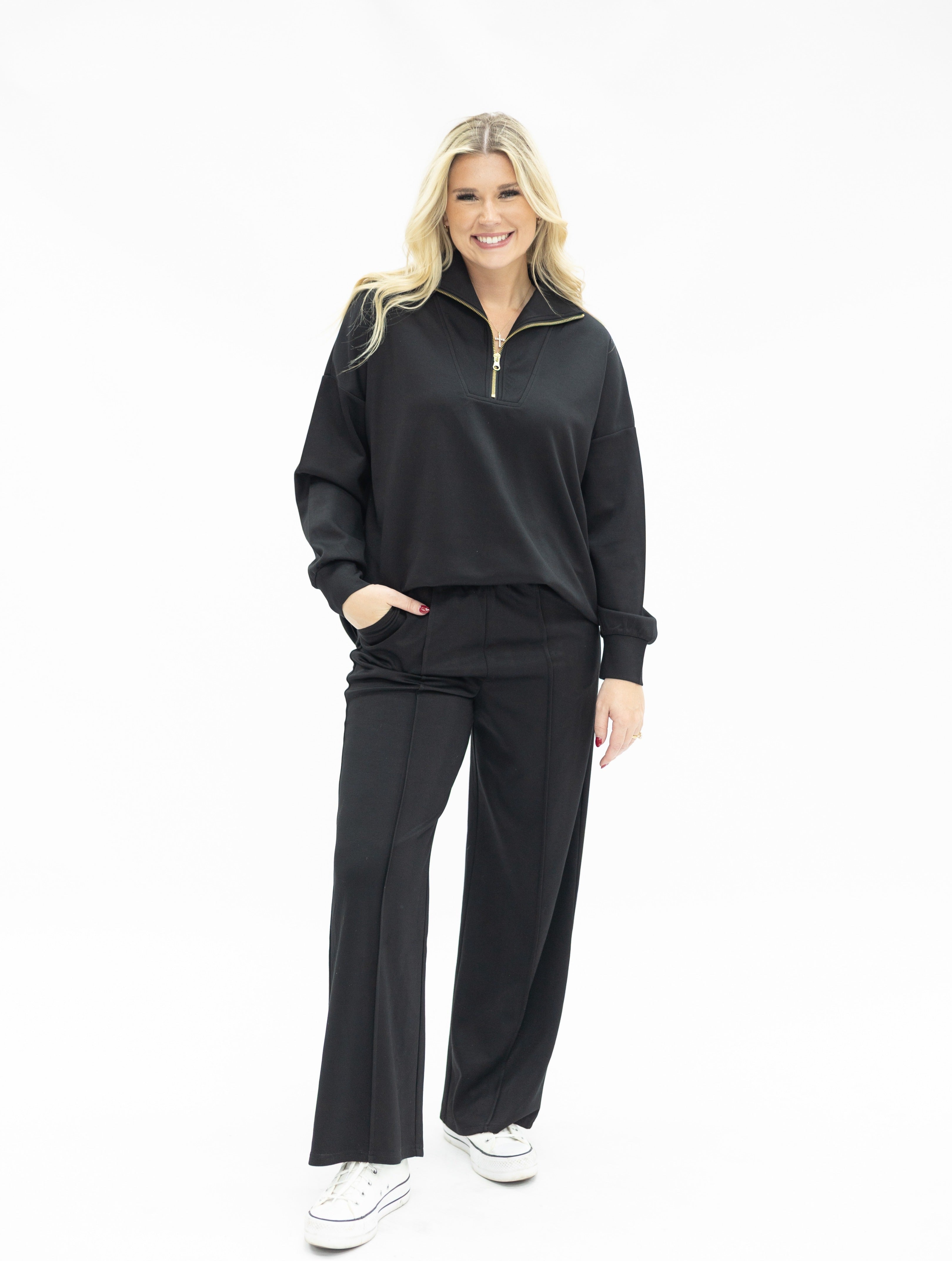 Butter Soft Quarter-Zip Top, Black