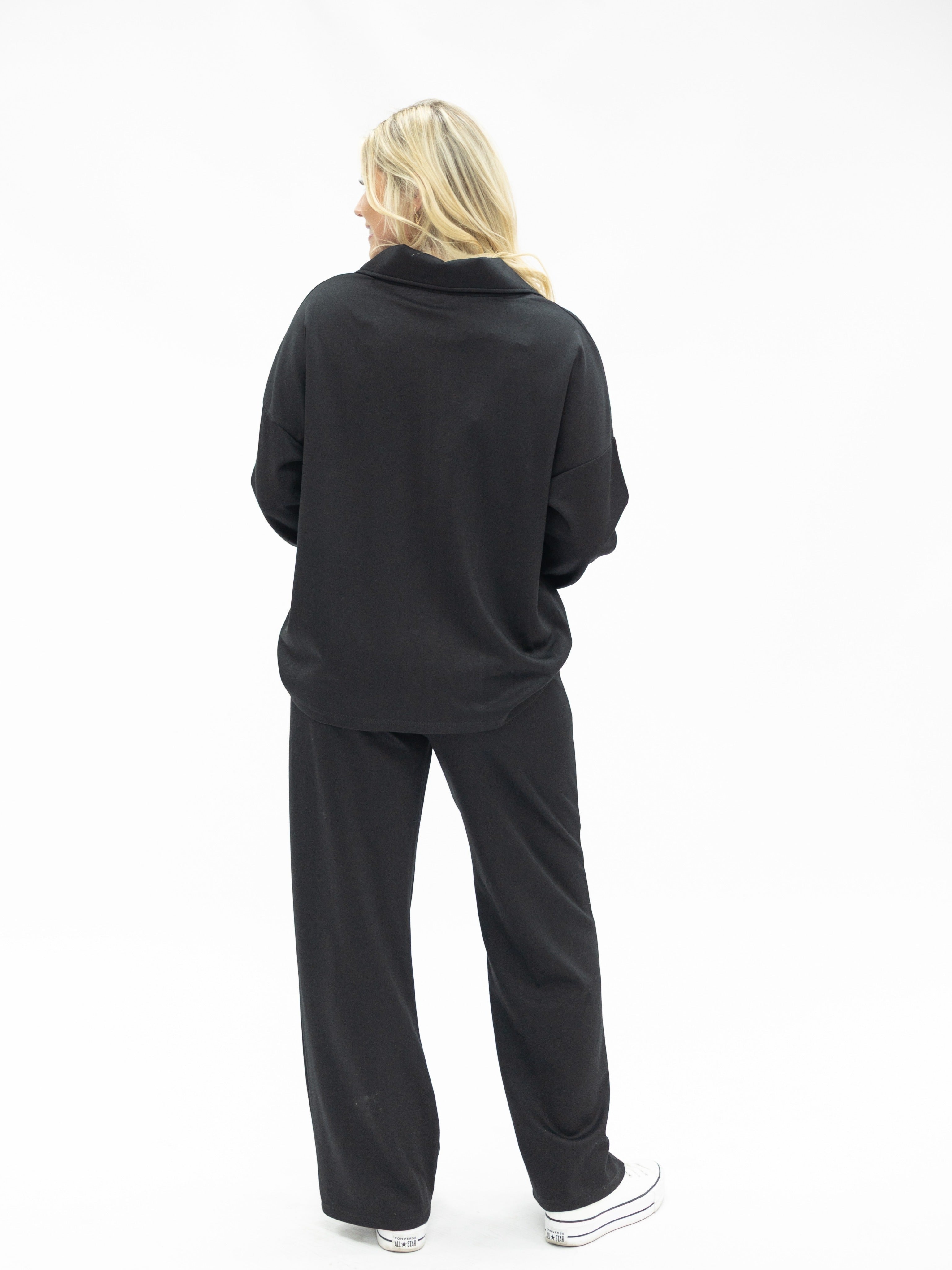 Butter Soft Quarter-Zip Top, Black