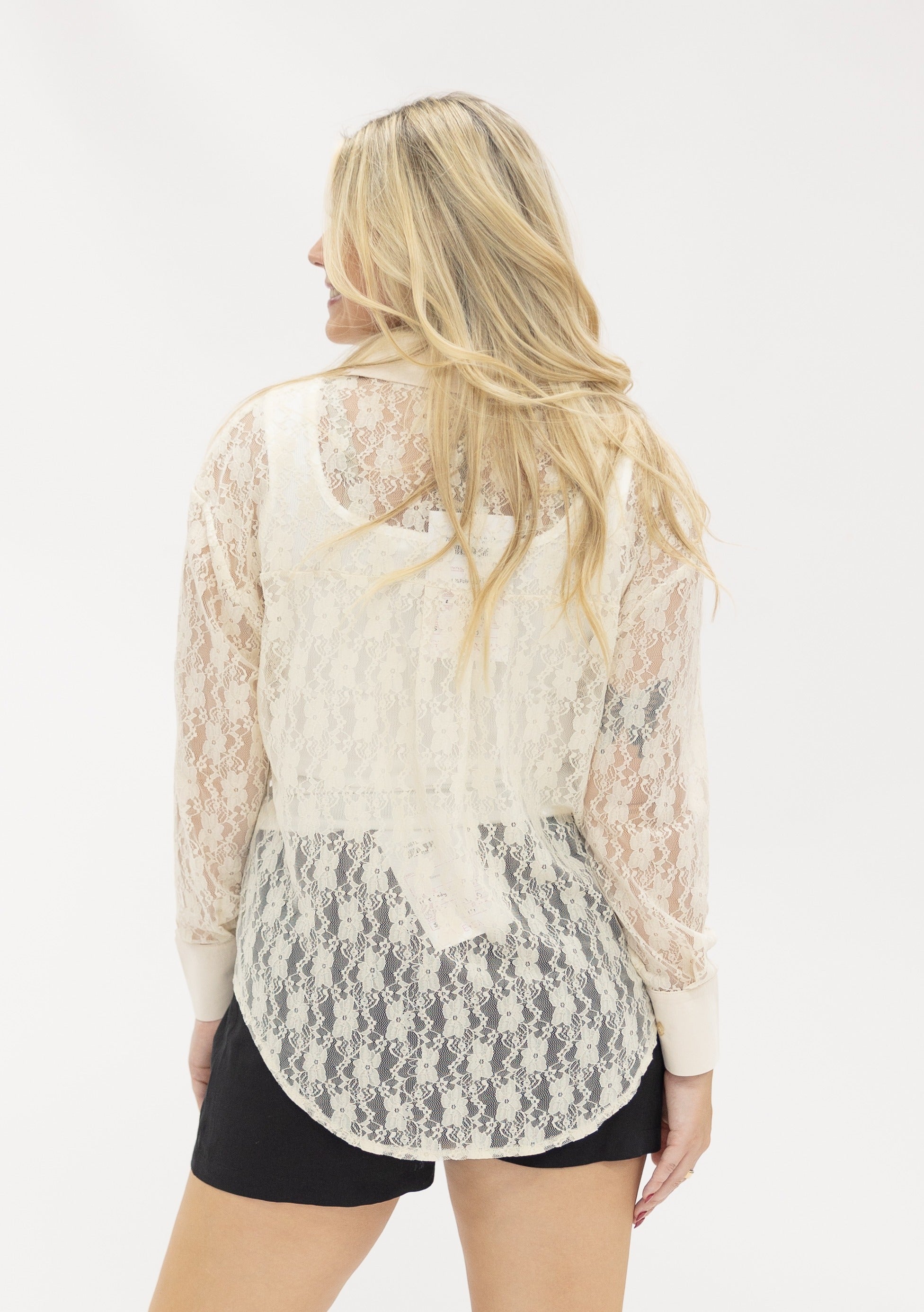 Kathryn Classic Button-Up, Ivory Lace