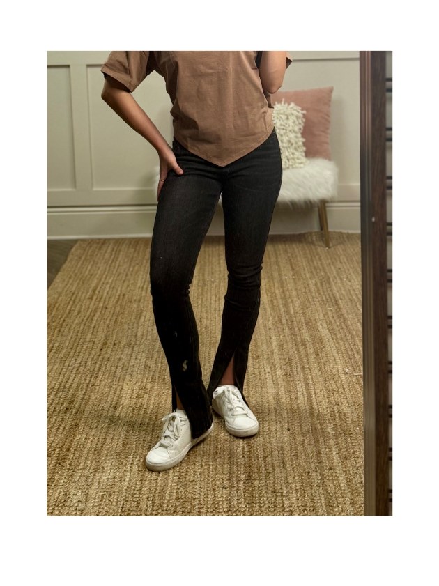 The Naomi Black Split Hem Skinny Jeans