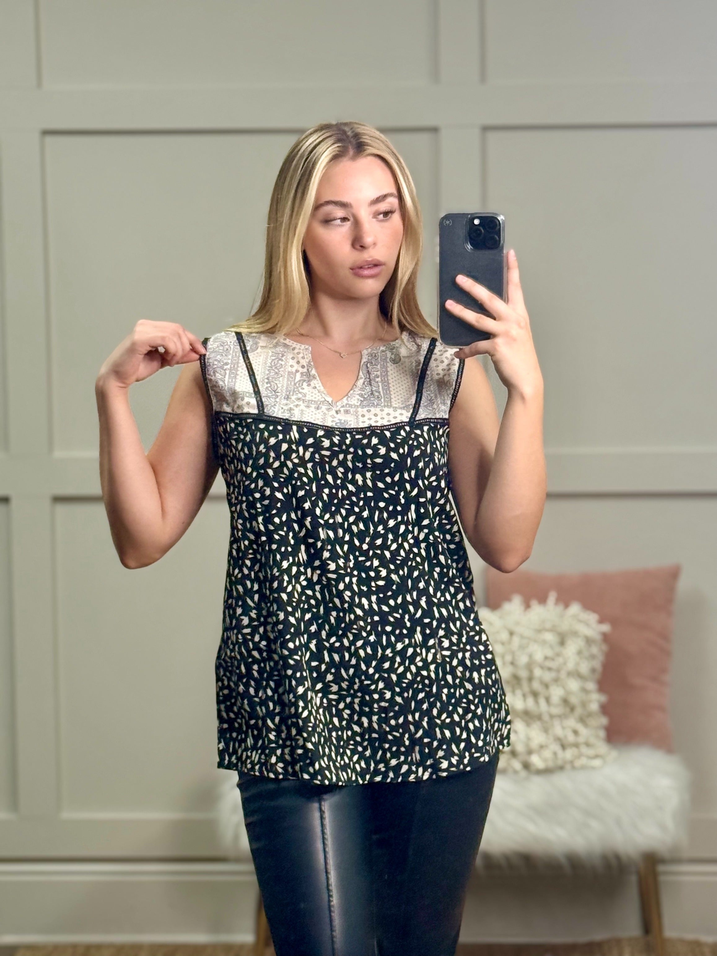 Boho Breeze Blouse, Black & White