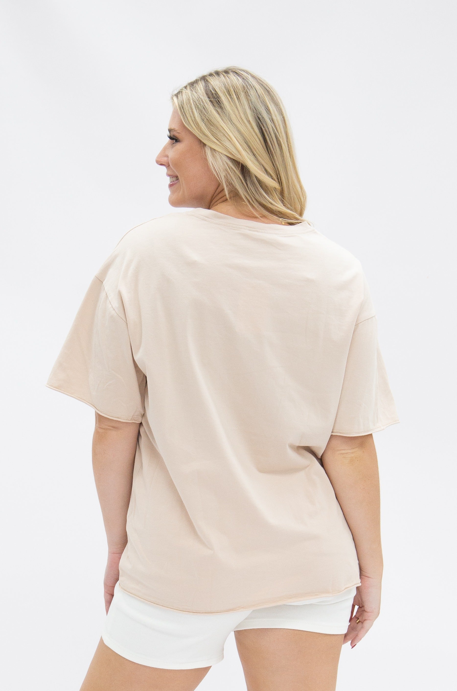 Life is Peachy on Beige Tee Shirt