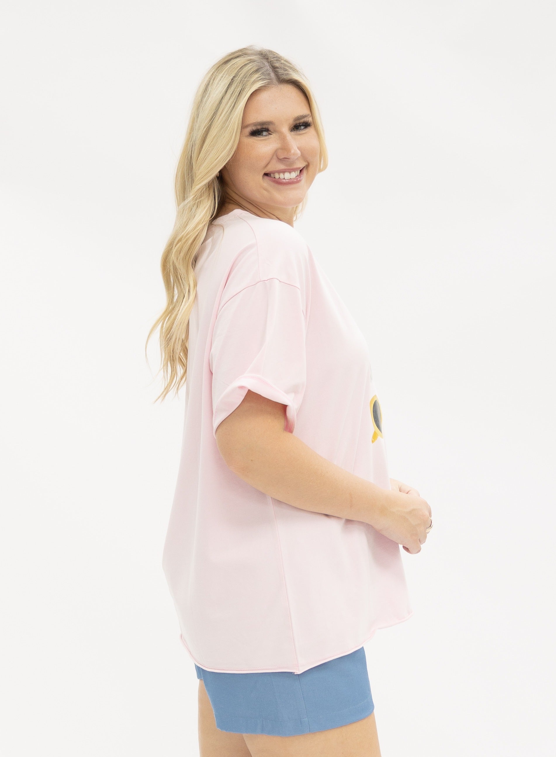 Summer Shades on Pink Tee Shirt