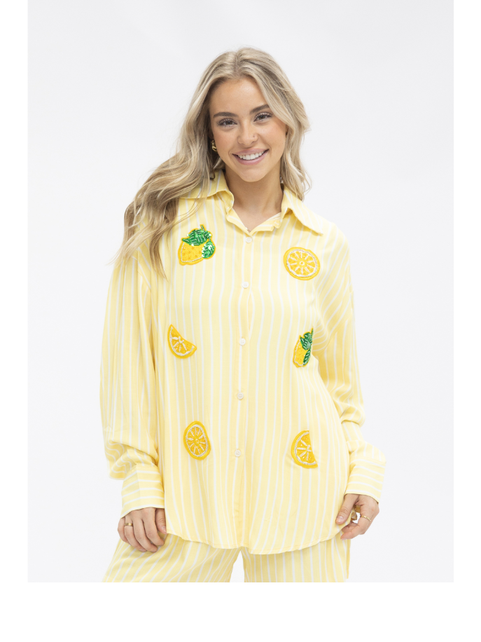Kathryn Classic Button-Up, Yellow Stripes