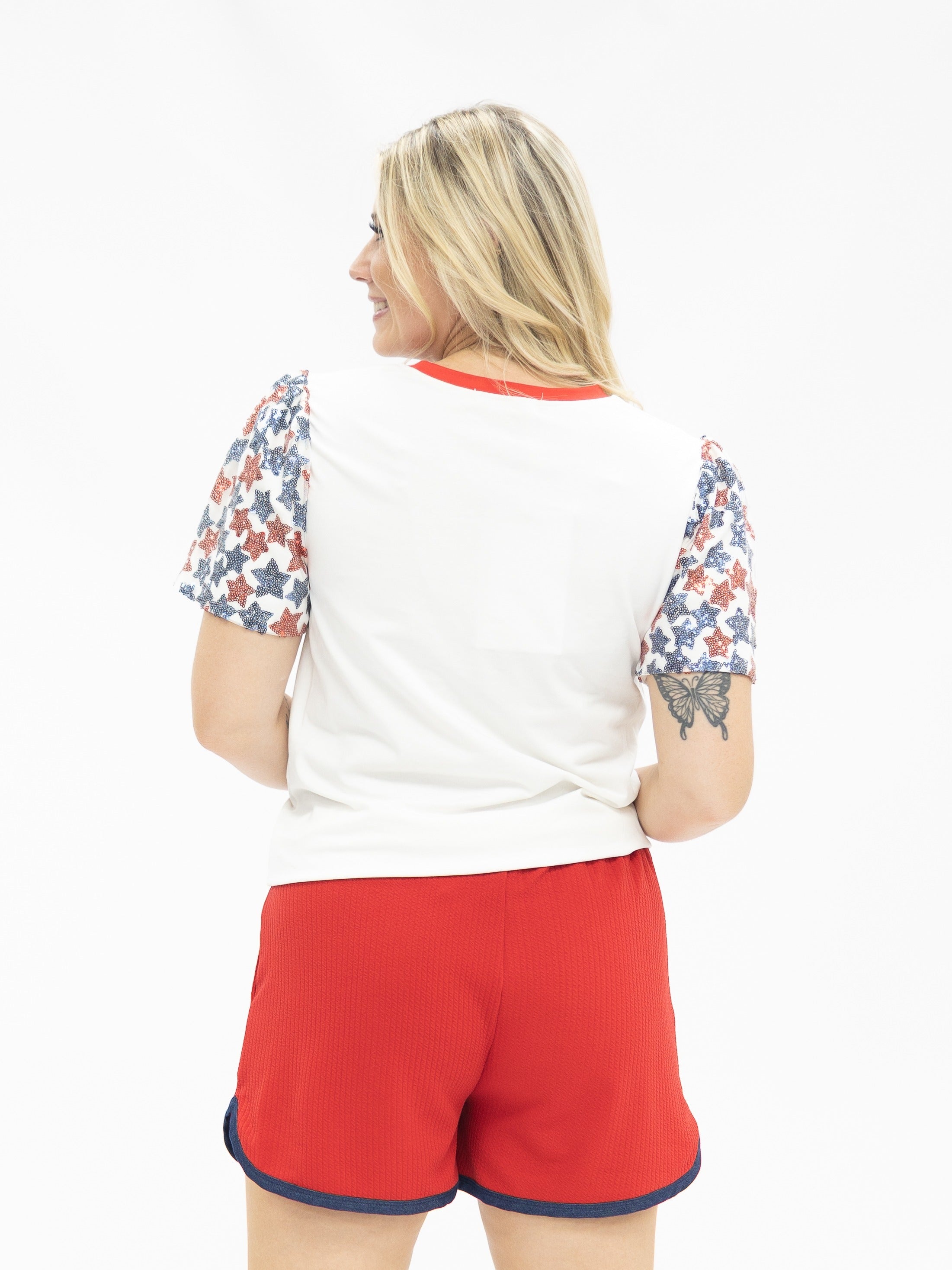 Sequin Flag on Princess Top