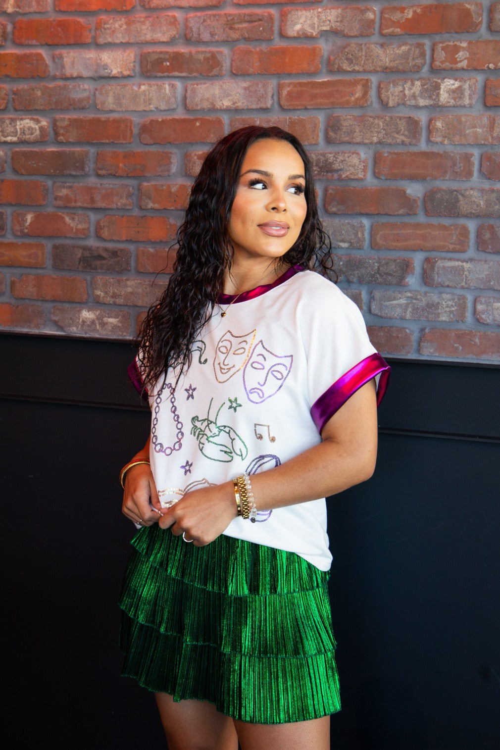 Sequin Mardi Gras Elements Top