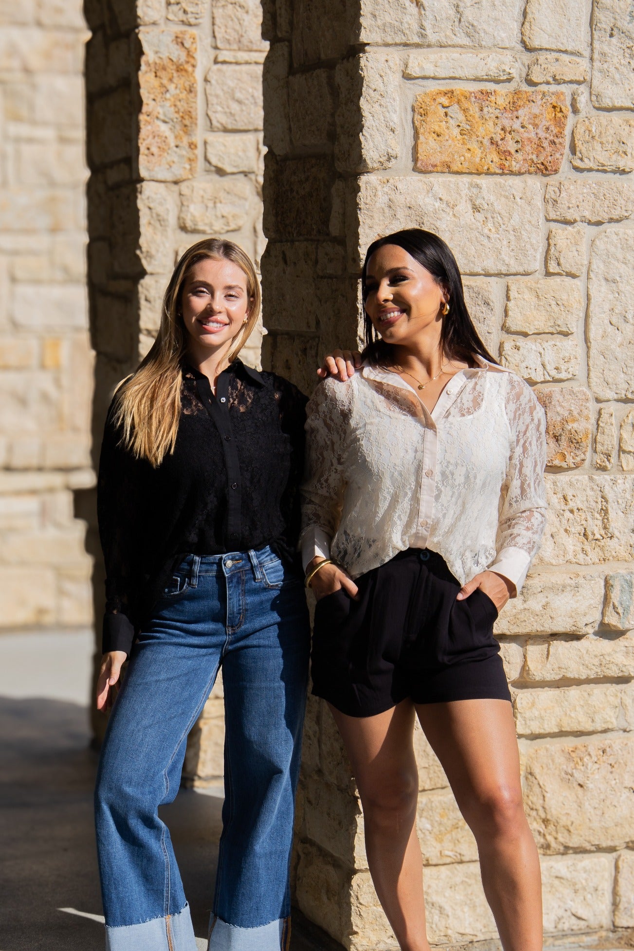 Kathryn Classic Button-Up, Black Lace