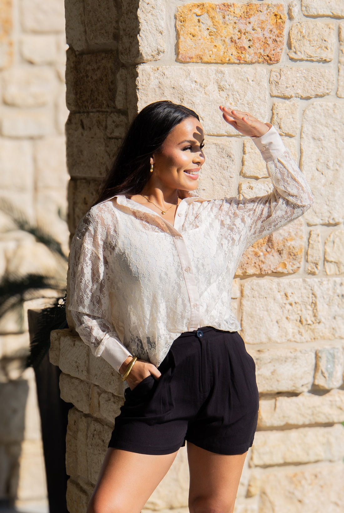 Kathryn Classic Button-Up, Ivory Lace