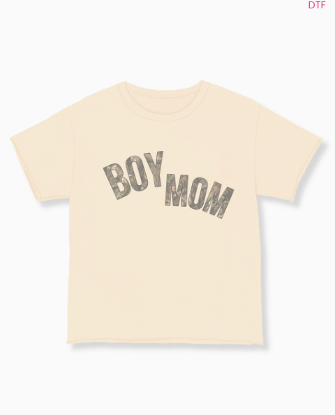 Boy Mom on Beige Relaxed Fit Tee