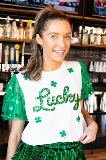 Sequin "Lucky" on Princess Top