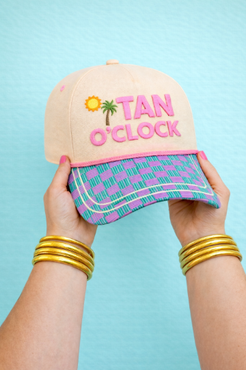 "Tan O'Clock" on Tan Cap with Patch Work