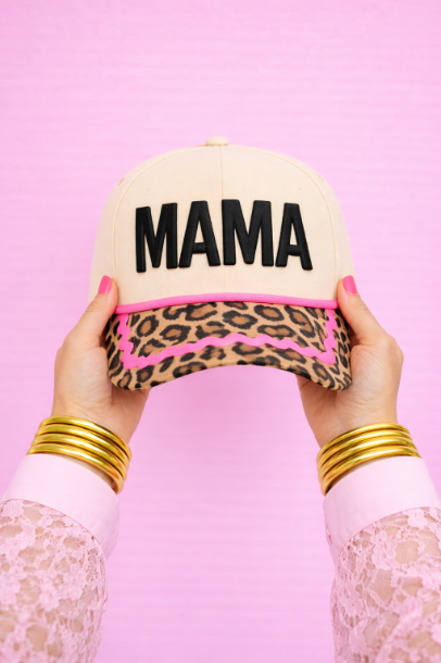 "MAMA" on Tan Cap with Patch Work