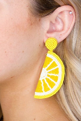 Beaded Lemon Slice Earrings
