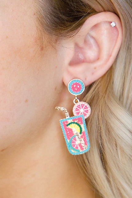 Beaded Pink Lemonade Earrings