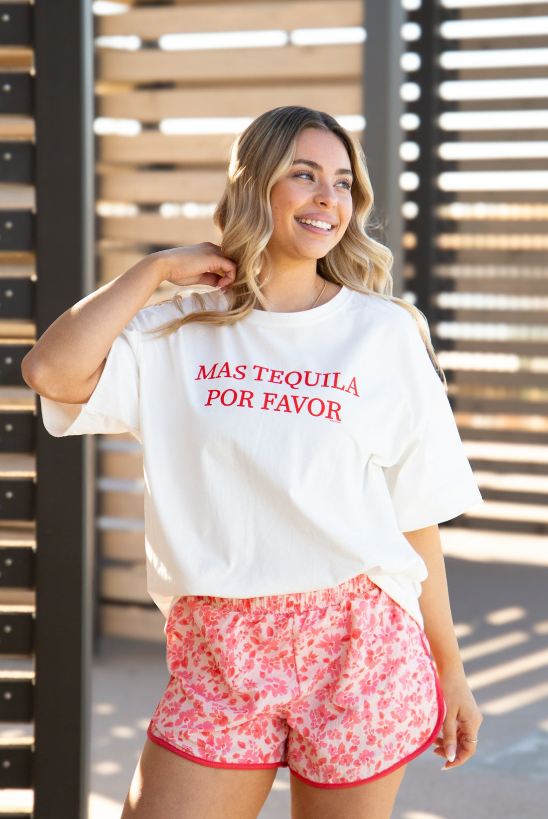 Mas Tequila Por Favor on White Relaxed Fit Tee