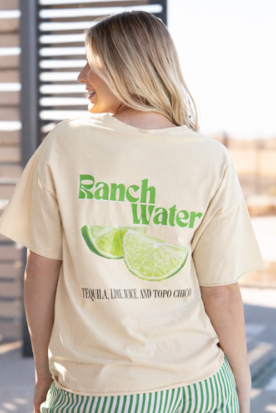 Ranch Water on Beige Relaxed Fit Tee